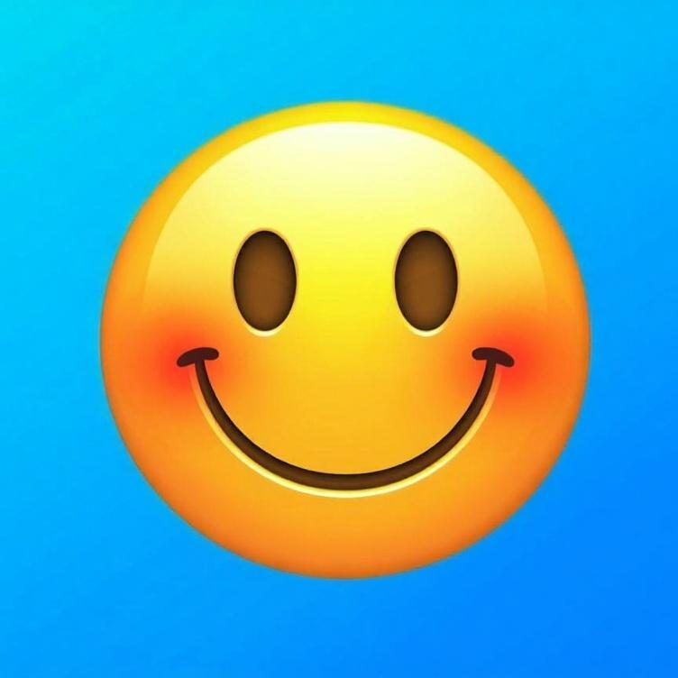 A yellow smile emoji on a bright blue background