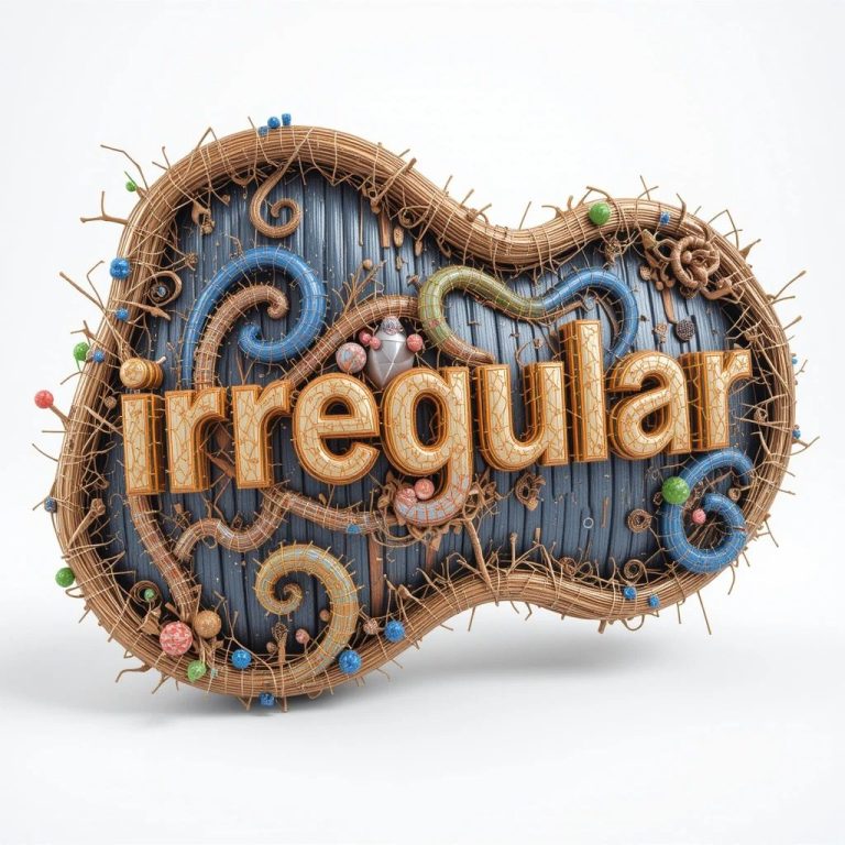 'Irregular' is written on an irregular shaped background-illustration to the topic of irregular verbs.